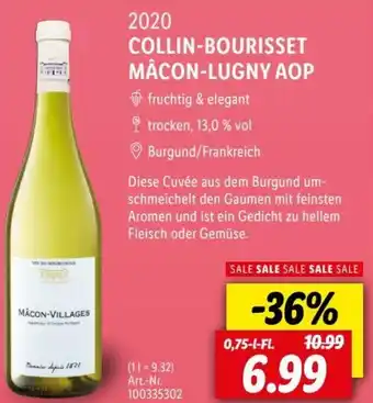 Lidl 2020 COLLIN-BOURISSET MÂCON-LUGNY AOP 0,75 L-Fl. Angebot