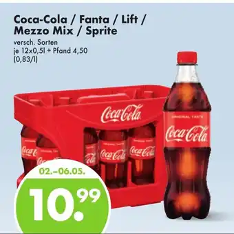 Trink und Spare Coca-Cola / Fanta / Lift / Mezzo Mix / Sprite 12*500ml Angebot