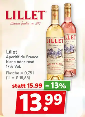 Getränkeland Lillet Aperitif de France blanc oder rosé 750ml Angebot