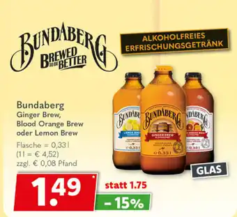 Getränkeland Bundaberg Ginger Brew, Blood Orange Brew oder Lemon Brew 330ml Angebot