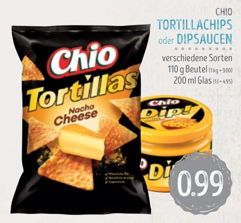 Chio TORTILLACHIPS oder DIPSAUCEN 110g/200ml Angebot bei Edeka Struve