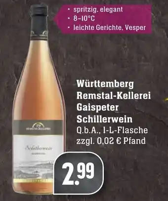 Edeka Neukauf Württemberg Remstal Kellerei Gaispeter Schillerwein 1L Angebot