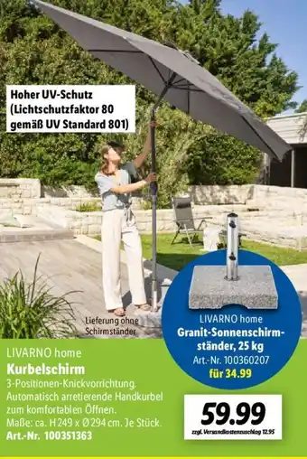 Lidl LIVARNO home Kurbelschirm Angebot