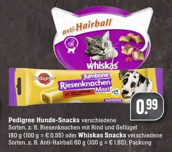 Edeka Neukauf Pedigree Hunde Snacks oder Whiskas Snacks 60g Angebot