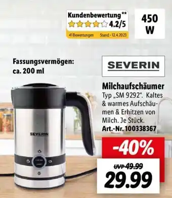 Lidl SEVERIN Milchaufschäumer „SM 9292" Angebot