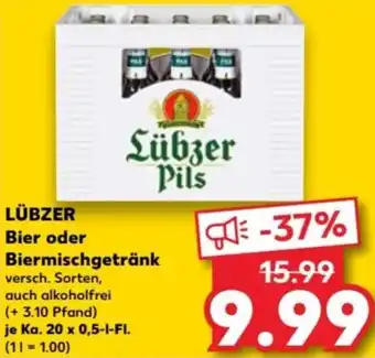 Kaufland LÜBZER Bier oder Biermischgetränk Ka. 20 x 0,5-L-FI. Angebot