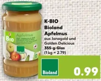 Kaufland K-BIO Bioland Apfelmus 355 g Glas Angebot