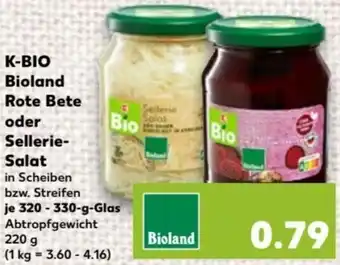 Kaufland K-BIO Bioland Rote Bete oder Sellerie-Salat 320-330 g Glas Angebot