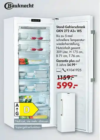 Galeria Bauknecht Stand Gefrierschrank GKN 272 A3+WS Angebot