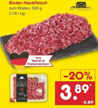 Netto Marken-Discount GUT PONHOLZ Rinder-Hackfleisch 500 g Angebot