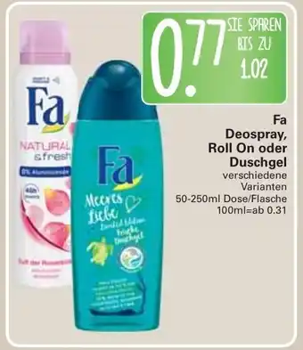 WEZ Fa Deospray, Roll on oder Duschgel 50-250ml Angebot