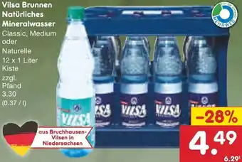 Netto Marken-Discount Vilsa Brunnen Natürliches Mineralwasser 12 x 1 Liter Kiste Angebot