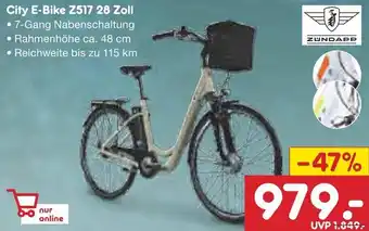 Netto Marken-Discount ZUNDAPP City E-Bike Z517 28 Zoll Angebot