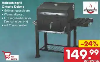 Netto Marken-Discount El Fuego Holzkohlegrill Ontario Deluxe Angebot