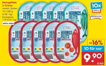 Netto Marken-Discount Heringsfilets in Creme 10x200 g Angebot