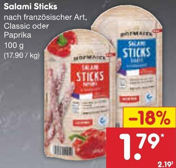Salami Sticks 100 g Angebot bei Netto MarkenDiscount