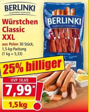 Norma BERLINKI Würstchen Classic XXL 1,5kg Angebot