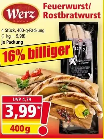 Norma Werz Feuerwurst/Rostbratwurst 400 g Angebot