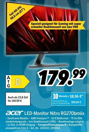 MEDIMAX Acer LED Monitor Nitro RG270bmiix Angebot