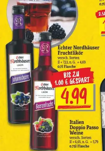 NP Discount Echter Nordhäuser Fruchtlikör 700ml Angebot