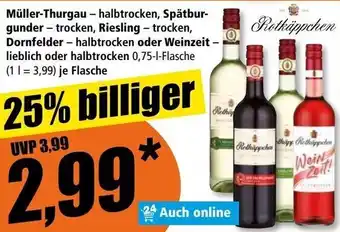 Norma Rotkäppchen Müller-Thurgau 0,75 L Flasche Angebot