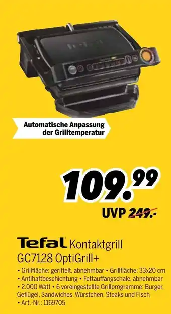 MEDIMAX Tefal Kontaktgrill GC7128 Optigrill+ Angebot