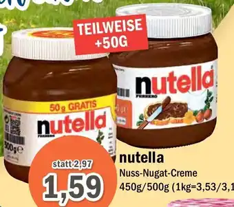 Aktiv Irma Nutella Nuss-Nugat-Creme 450g/500g Angebot