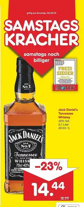 Netto Marken-Discount Jack Daniel's Tennessee Whiskey Angebot