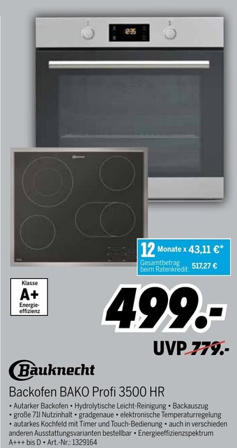 MEDIMAX Bauknecht Backofen Bako Profi 3500 HR Angebot