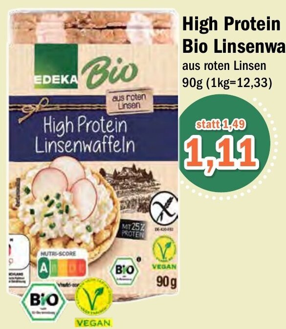 EDEKA Bio High Protein Bio Linsenwaffeln 90g Angebot bei Aktiv Irma