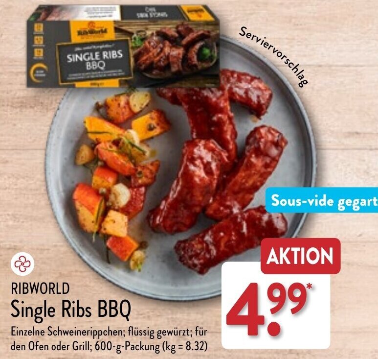 RIBWORLD Single Ribs BBQ 600 g Packung Angebot bei Aldi Nord