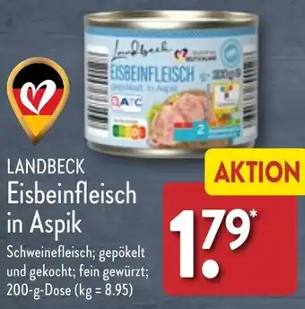 Aldi Nord LANDBECK Eisbeinfleisch in Aspik 200 g Dose Angebot