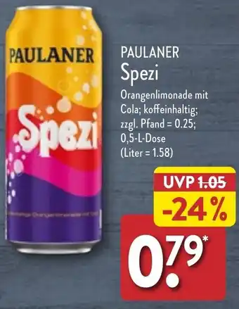 Aldi Nord PAULANER Spezi 0,5 L Dose Angebot