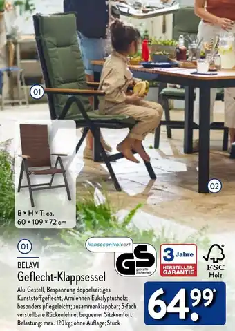 Aldi Nord BELAVI Geflecht-Klappsessel Angebot