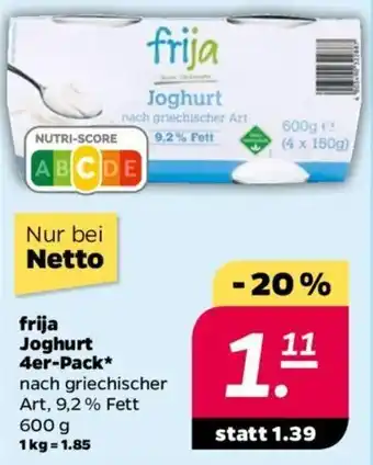 NETTO frija Joghurt 4er-Pack* 600 g Angebot