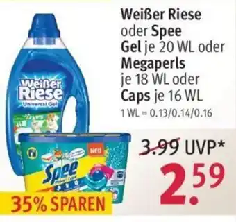 Rossmann Weißer Riese oder Spee Gel 20WL oder Megaperls 18WL oder Caps 16WL Angebot