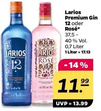 NETTO Larios Premium Gin 12 oder Rosé* 0,7 Liter Angebot