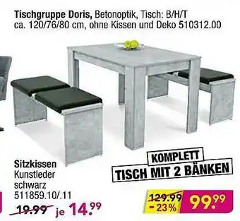 Möbel Boss Tischgruppe Doris, Sitzkissen Angebot