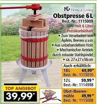 Norma24 Home & Livng Obstpresse 6l Angebot