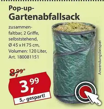 Sonderpreis Baumarkt Pop-up-gartenabfallsack Angebot