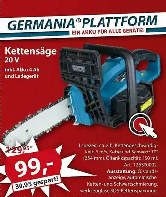 Sonderpreis Baumarkt Kettensäge 20 V Angebot