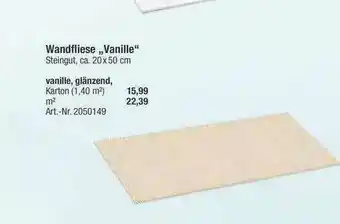 toom Baumarkt Wandfliese „vanille” Vanille, Glänzend Angebot