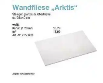 toom Baumarkt Wandfliese „arktis” Weiß Angebot