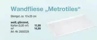 toom Baumarkt Wandfliese „metrotiles” Weiß, Glänzend Angebot