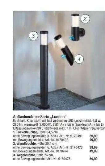 toom Baumarkt Außenleuchten-serie „london” Angebot