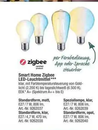 toom Baumarkt Smart Home Zigbee Led-leuchtmittel Angebot