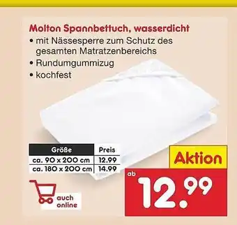 Netto Marken-Discount Molton Spannbettuch, wasserdicht Angebot