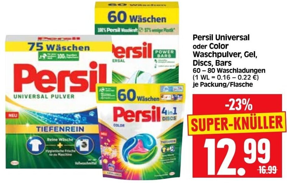 Persil Universal oder Color Waschpulver, Gel, Discs, Bars 6080
