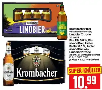 Edeka Herkules Krombacher Bier, Limobier Zitrone 20x0,5 L Angebot