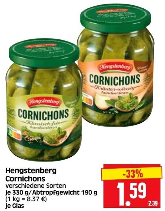 Hengstenberg Cornichons Angebot bei Edeka Herkules